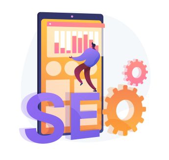 Seo optimization vector concept metaphor Search engine optimization. Online promotion. Smm manager cartoon character. Mobile settings, tools adjustment, business platform. Website analysis. Vector isolated concept metaphor illustration